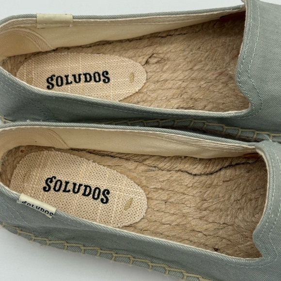 Soludos La Vie En Rosé Embroidered Espadrille Flats Blue Canvas Slip-On Shoes - Picture 14 of 16
